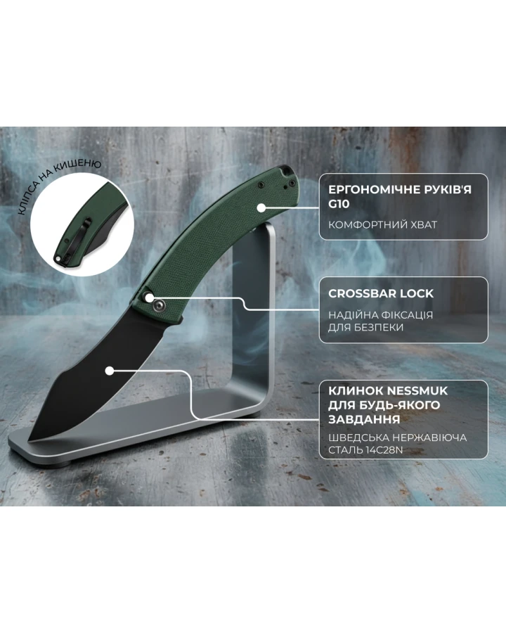 Ніж складаний Civivi Outlaw Muk C24079-4, Sandvik 14C28N, G10, чорний