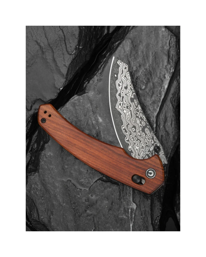 Ніж складаний Civivi Sixgill Guibourtia Wood C24050-DS1, Дамаська сталь, дерево, коричневий
