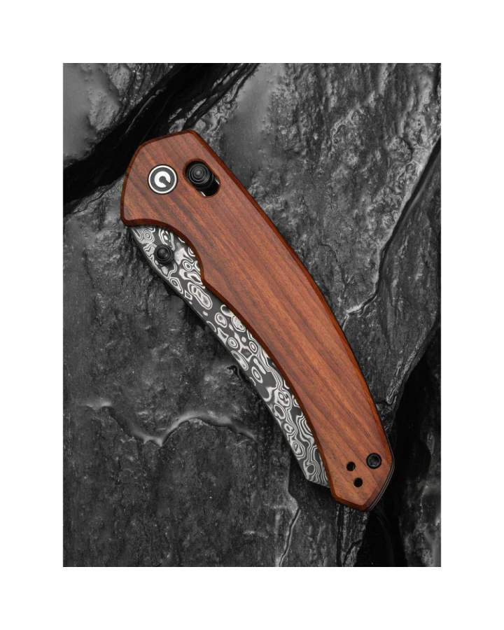 Ніж складаний Civivi Sixgill Guibourtia Wood C24050-DS1, Дамаська сталь, дерево, коричневий
