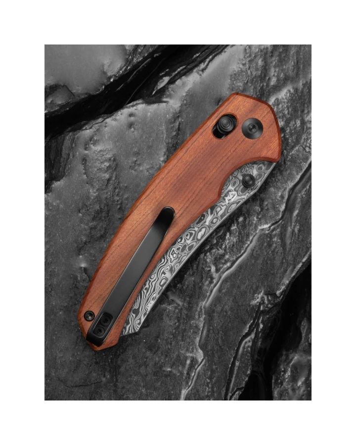 Ніж складаний Civivi Sixgill Guibourtia Wood C24050-DS1, Дамаська сталь, дерево, коричневий