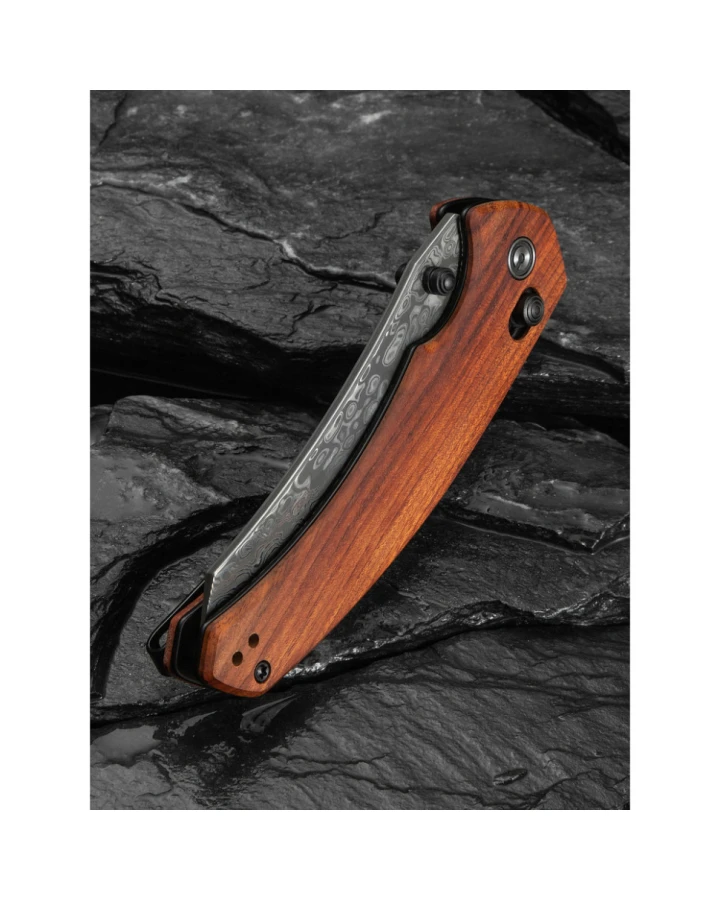 Ніж складаний Civivi Sixgill Guibourtia Wood C24050-DS1, Дамаська сталь, дерево, коричневий