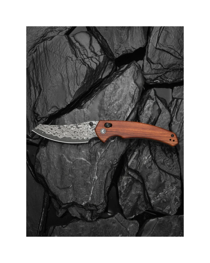 Ніж складаний Civivi Sixgill Guibourtia Wood C24050-DS1, Дамаська сталь, дерево, коричневий
