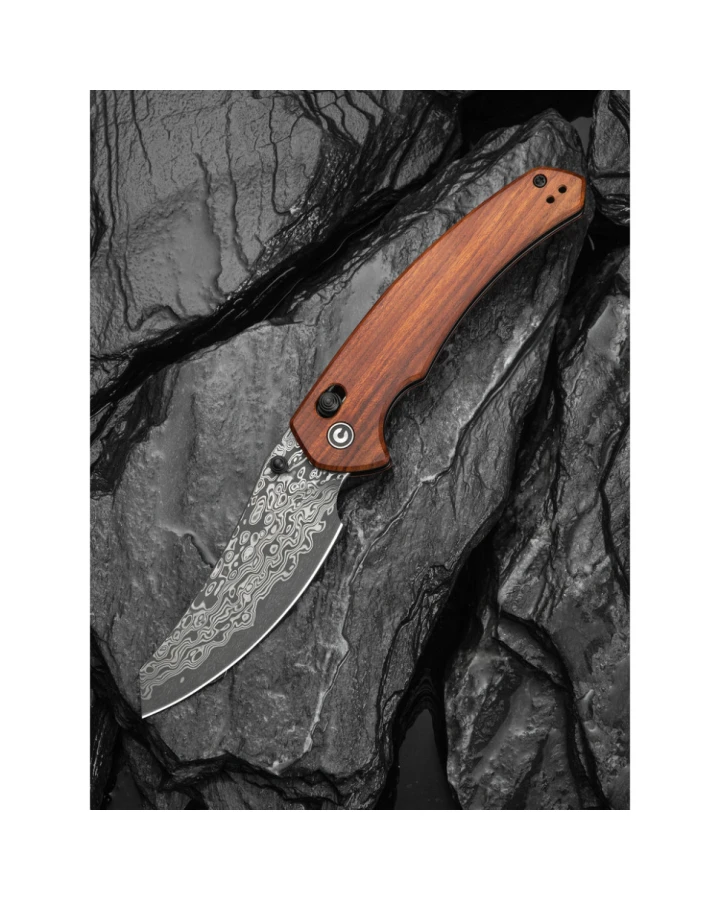 Ніж складаний Civivi Sixgill Guibourtia Wood C24050-DS1, Дамаська сталь, дерево, коричневий