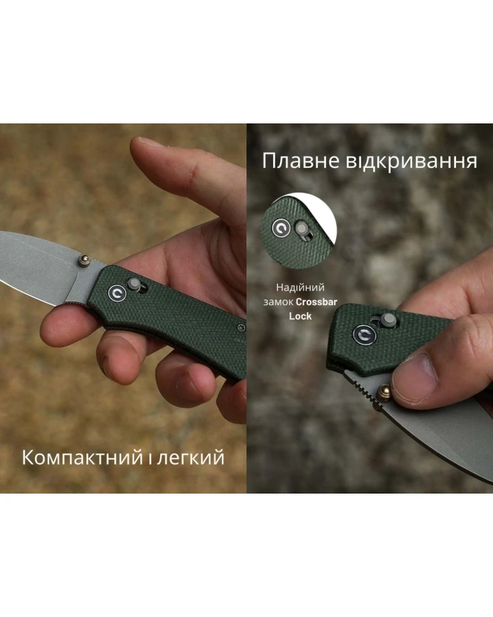 Ніж складаний кишеньковий Civivi Baby Banter 2 C23074-3, Nitro-V, мікарта, зелений