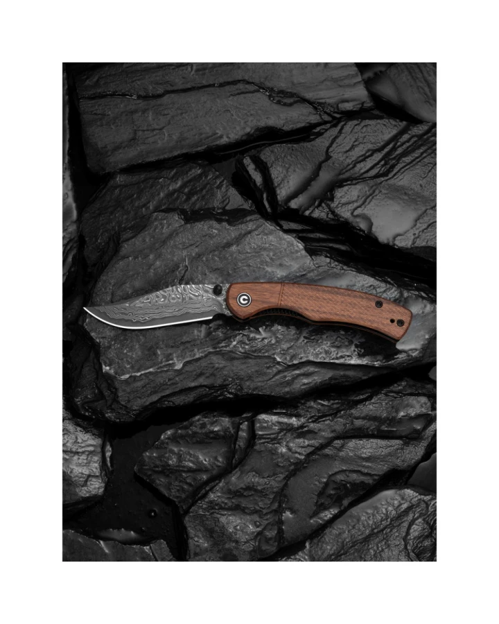 Ніж складаний кишеньковий Civivi Clingman C23065B-DS1, Дамаська сталь, дерево, коричневий