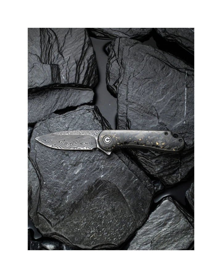 Ніж складаний кишеньковий Civivi Elementum C907C-DS1, Дамаська сталь, карбон, сірий