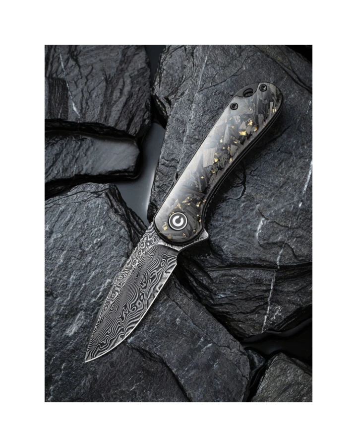 Ніж складаний кишеньковий Civivi Elementum C907C-DS1, Дамаська сталь, карбон, сірий