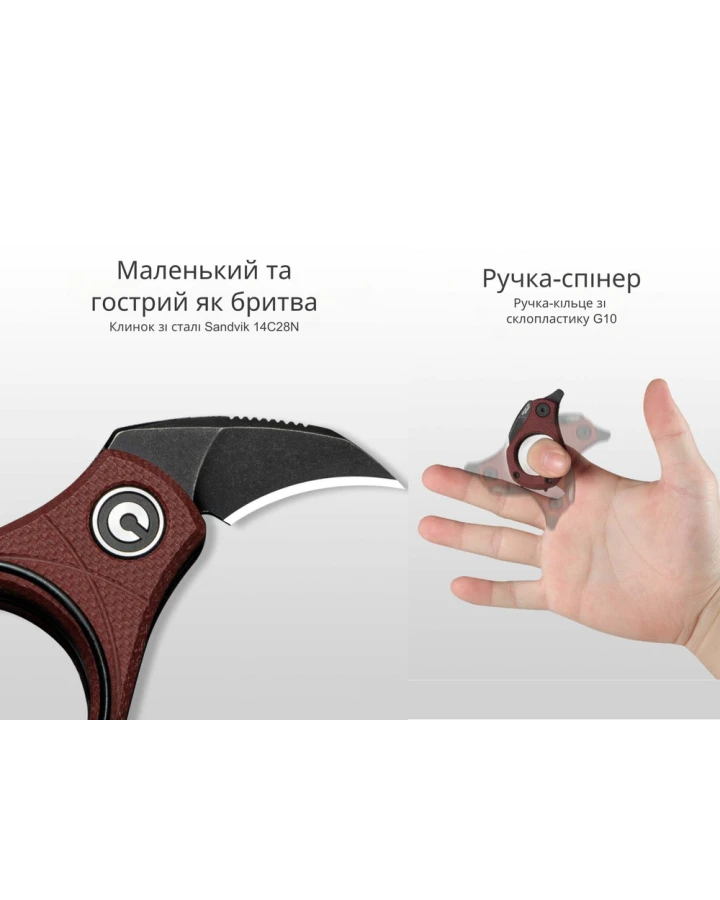 Ніж складаний кишеньковий Civivi Pyrus C23038-1, Sandvik 14C28N, G10, червоний