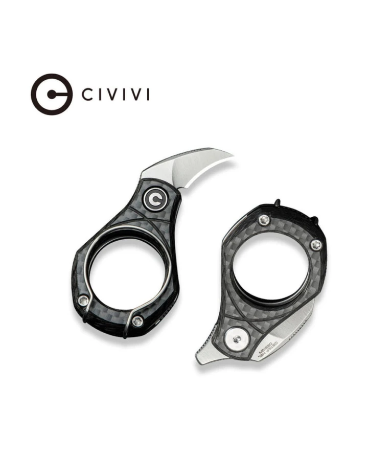 Ніж складаний кишеньковий Civivi Pyrus C23038-3, Sandvik 14C28N, карбон, сірий