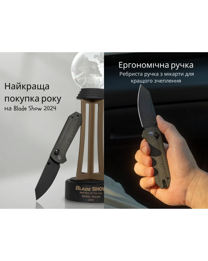 Ніж складаний кишеньковий Civivi Yonder C23073B-1, Sandvik 14C28N, мікарта, сірий