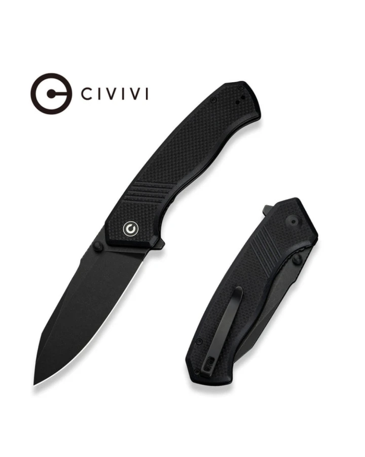 Ніж складаний туристичний Civivi Placoid C23079-1, Sandvik 14C28N, G10, чорний