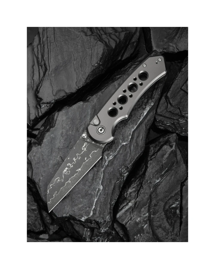 Ніж складаний туристичний Civivi Pragma Prime C24067-DS1, Дамаська сталь, алюміній, сірий