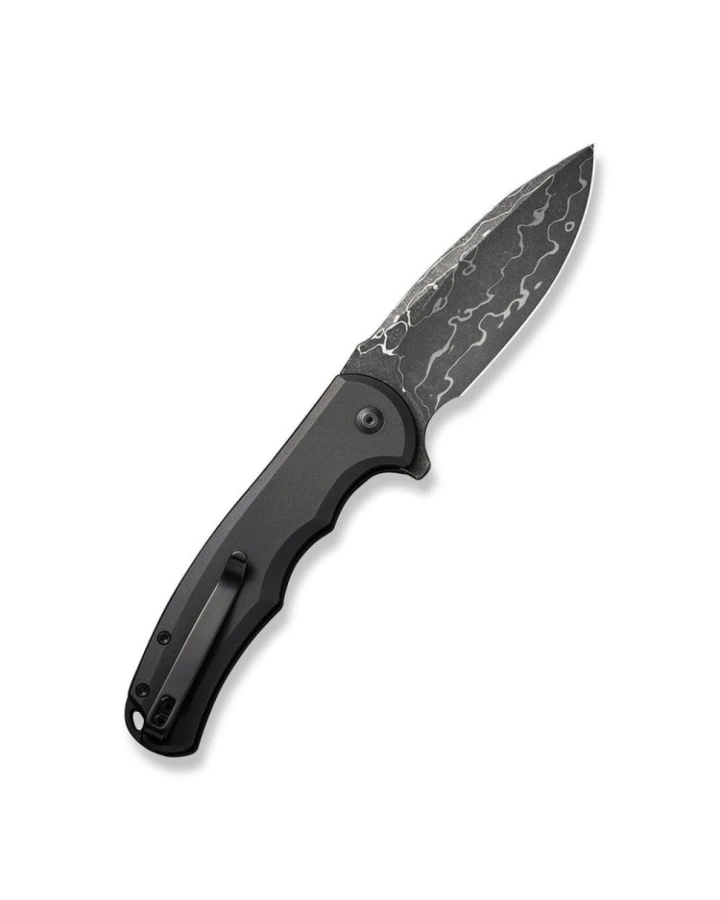 Ніж складаний туристичний Civivi Praxis C18026E-DS1, Дамаська сталь, алюміній, чорний
