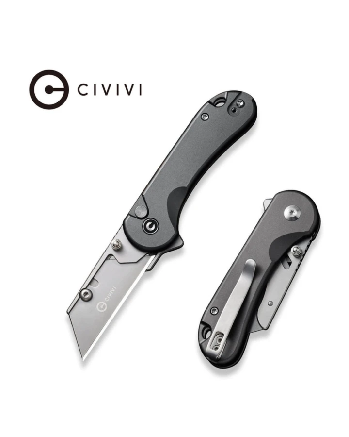 Ніж трапеція складаний кишеньковий Civivi Elementum Utility C23039B-4, 6Cr13, алюміній, сірий