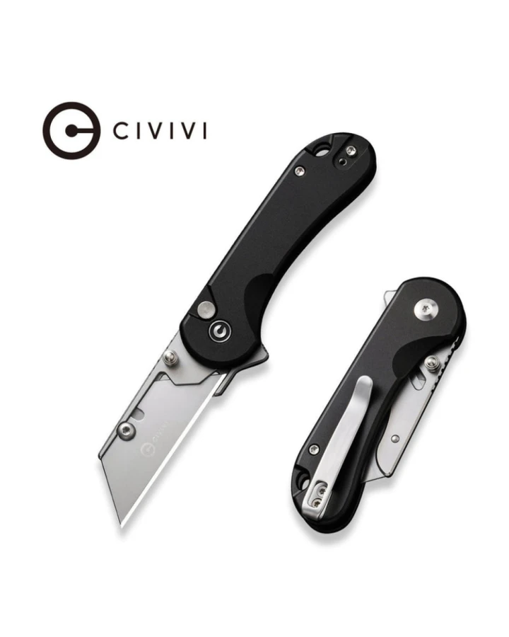 Ніж трапеція складаний кишеньковий Civivi Elementum Utility C23039B-1, 6Cr13, алюміній, чорний