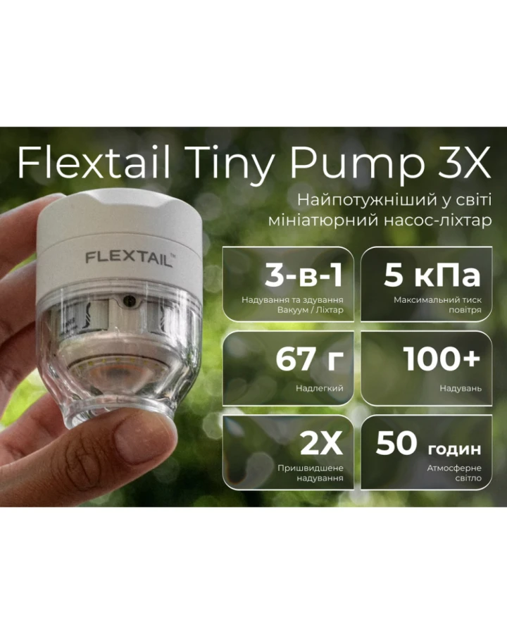 Насос-ліхтар кемпінговий Flextail Tiny Pump 3X, білий