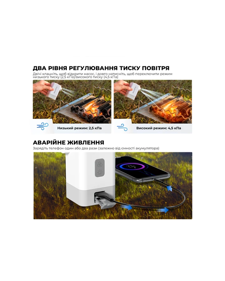 Насос-ліхтар-powerbank кемпінговий Flextail Max Pump 2 Plus, білий