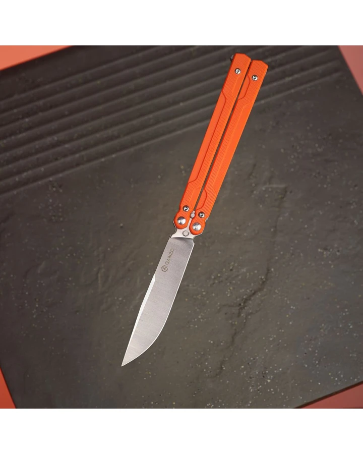 Ніж метелик (балісонг) Ganzo G766-OR, 440C, G10, помаранчевий