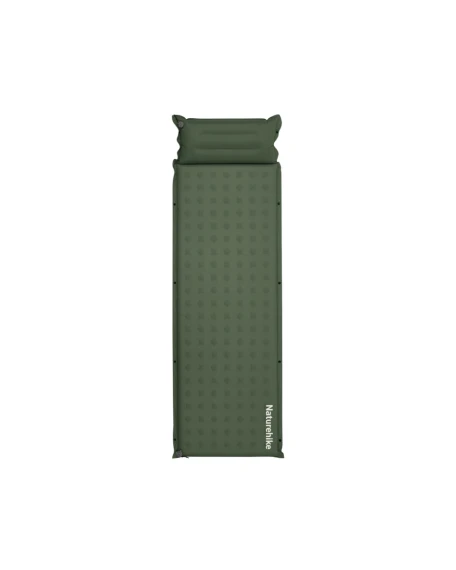 Матрац туристичний із подушкою, самонадувний одномісний Naturehike CNK2550WS025, вологостійкий, 200х65х3 см, зелений