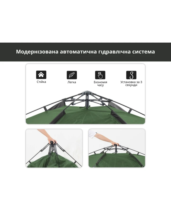 Намет чотиримісний автоматичний Naturehike NH21ZP008, темно-зелений