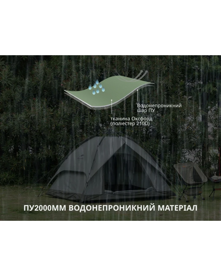 Намет чотиримісний автоматичний Naturehike NH21ZP008, темно-зелений