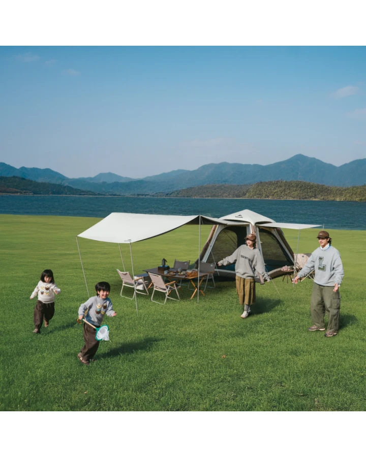 Намет чотиримісний автоматичний надувний Naturehike Ango CNK2550WS017 із тентом, коричневий