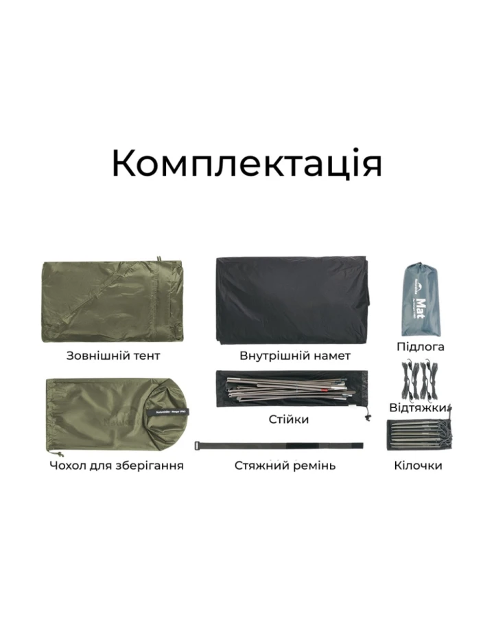 Намет надлегкий двомісний Naturehike Mongar Hiking Tent Pro CNK2550WS037, 20D, зелений