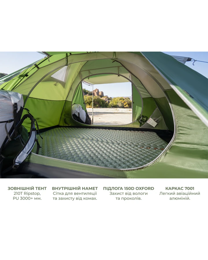 Намет тримісний Naturehike Bleik Series Tent CNK2550WS038, зелений (6977465863492)