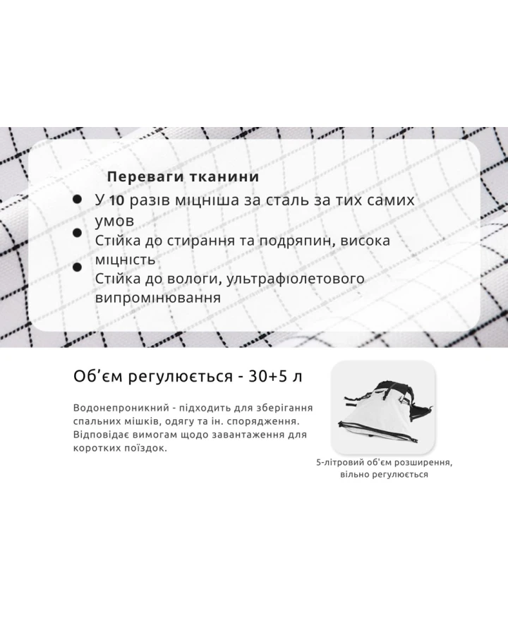 Рюкзак туристичний Naturehike Helium CNK2300016, 30+5 л, білий