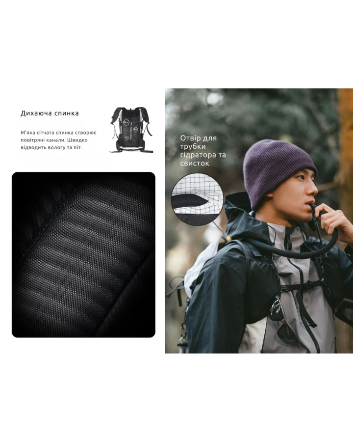 Рюкзак туристичний Naturehike Helium CNK2300016, 30+5 л, чорний