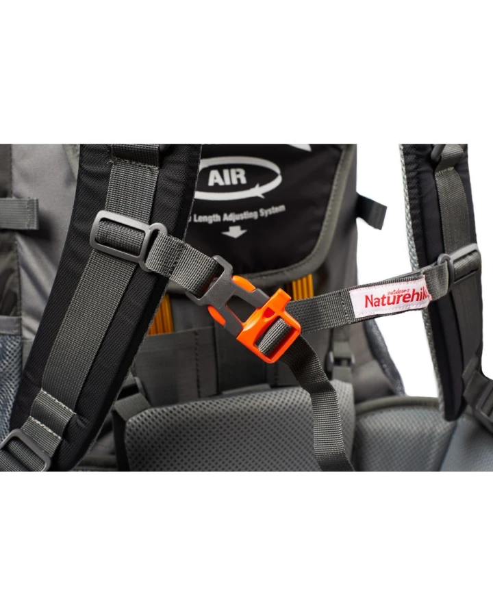 Рюкзак туристичний Naturehike NH70B070-B, 70 л + 5 л, чорно-сірий
