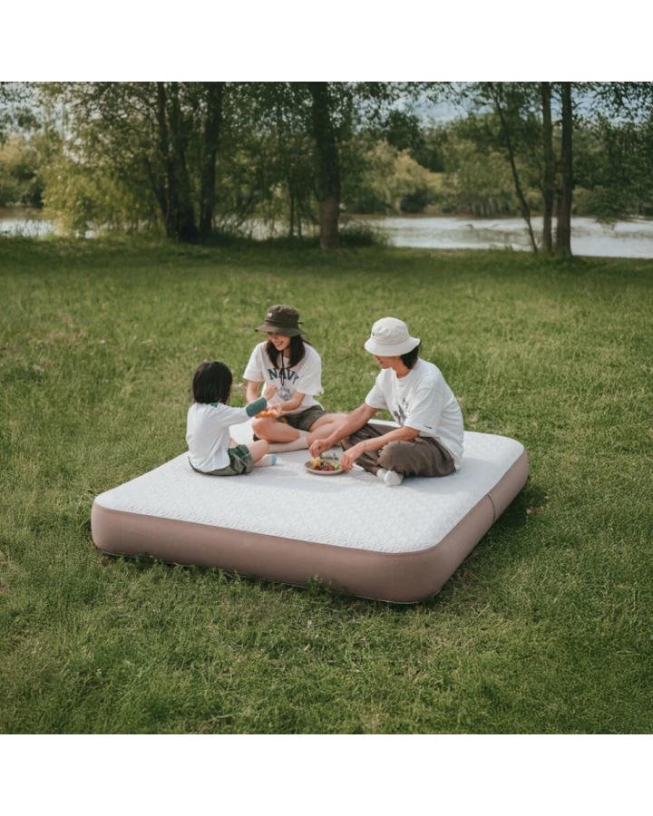 Самонадувний тримісний матрац Naturehike CNK2450WS040 із вбудованою помпою, 25 см, сірий