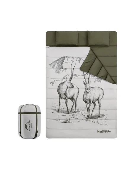 Спальний мішок двомісний Naturehike NH21MSD06 з подушками, зелений