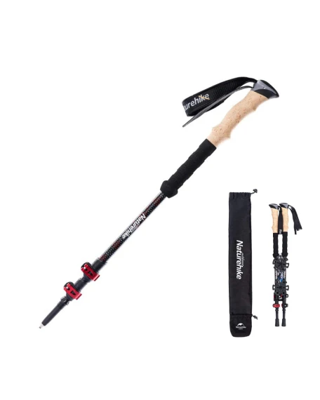 Трекінгові палиці Naturehike NH20DS003, 135 см, чорний/червоний, 2 шт