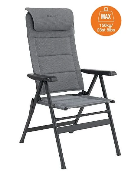 Крісло кемпінгове Outwell Teton, висока спинка, до 150 кг, сіре