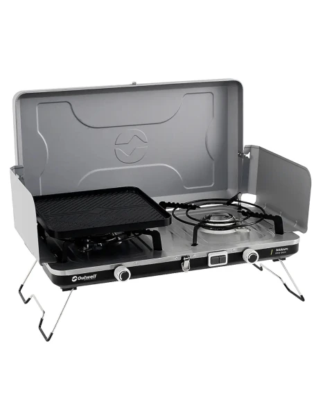 Плитка газова двоконфоркова Outwell Merapi Pro Duo Deluxe, 2×3 кВт, гриль, сіра