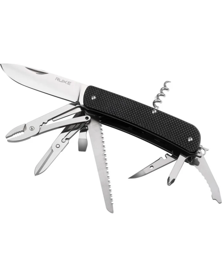 Багатофункціональний ніж Ruike Criterion L51-B, Sandvik 12C27, G10, чорний