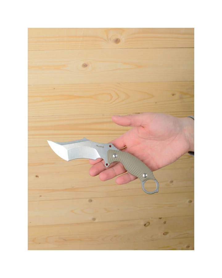 Ніж фіксований мисливський Ruike F181-W, Sandvik 14C28N, G10, бежевий