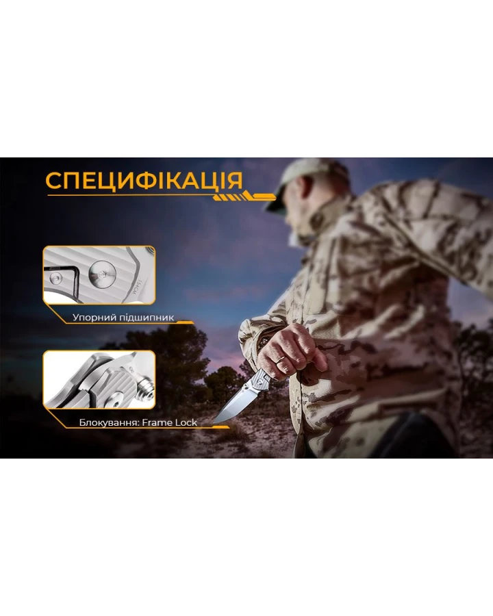 Ніж складаний кишеньковий Ruike M671-TZ, 154CM, титан, сірий