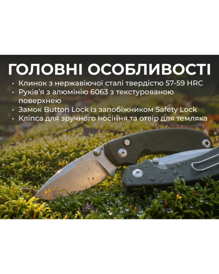 Ніж складаний кишеньковий Ruike P736-AK, Sandvik 14C28N, алюміній, сірий