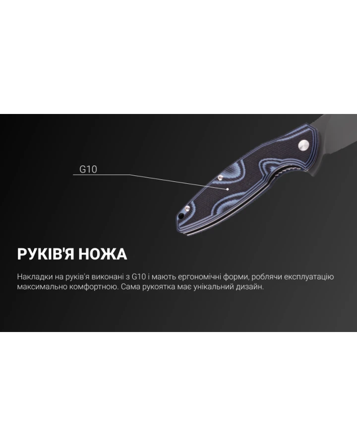 Ніж складаний туристичний Ruike Fang P105-Q, Sandvik 14C28N, G10, синій