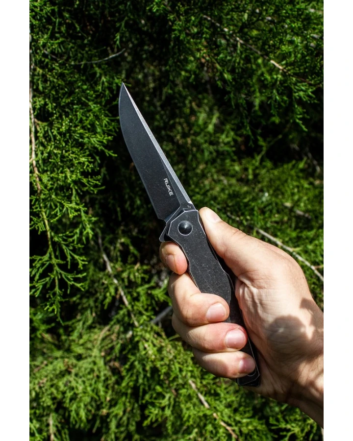 Ніж складаний туристичний Ruike P108-SB, Sandvik 14C28N, сталь, чорний
