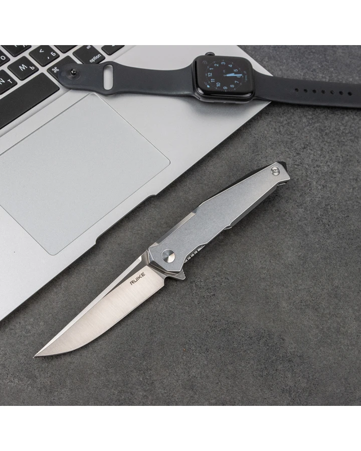 Ніж складаний туристичний Ruike P108-SF, Sandvik 14C28N, сталь, сірий