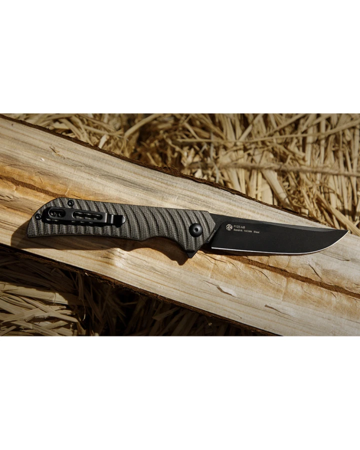 Ніж складаний туристичний Ruike P122-MB, Sandvik 14C28N, мікарта, коричневий