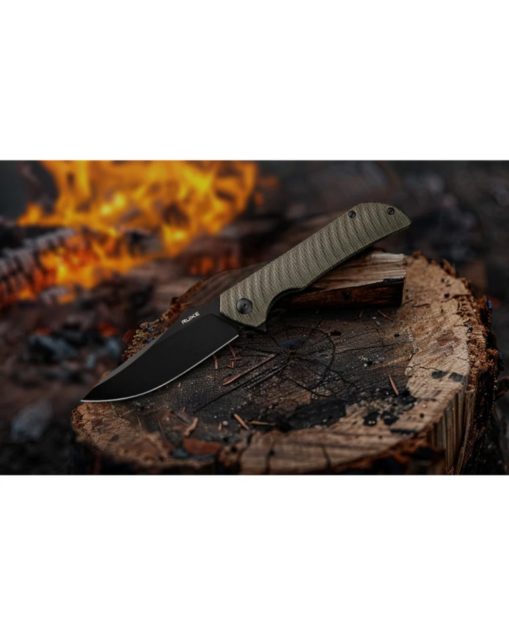 Ніж складаний туристичний Ruike P123-MB, Sandvik 14C28N, мікарта, коричневий