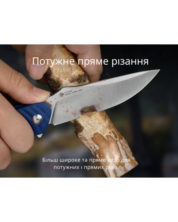 Ніж складаний туристичний Ruike P123-ME, Sandvik 14C28N, мікарта, синій