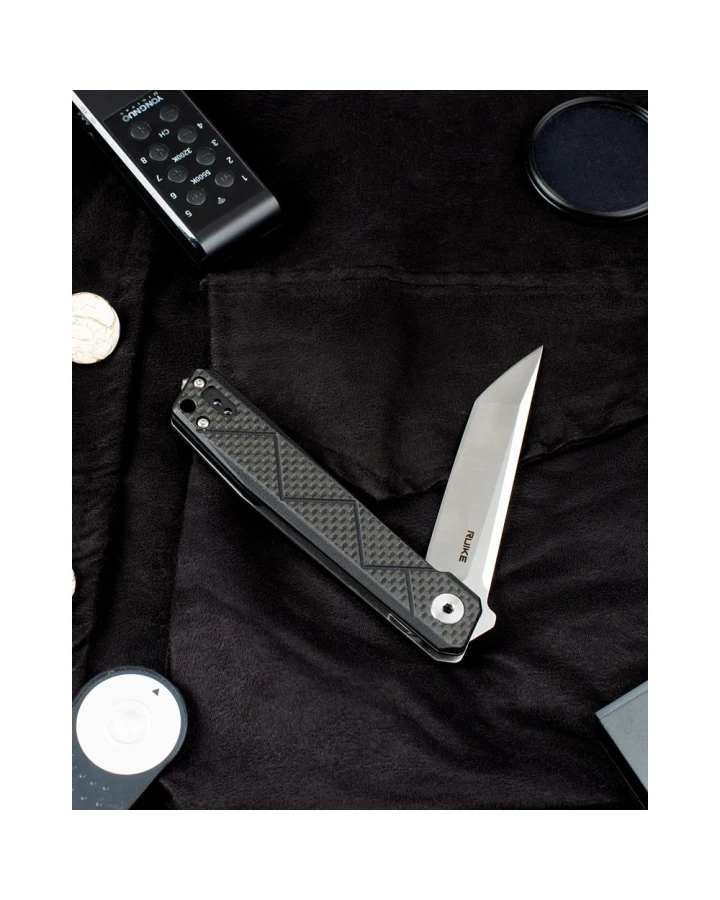Ніж складаний туристичний Ruike P127-CB, Sandvik 14C28N, G10, чорний