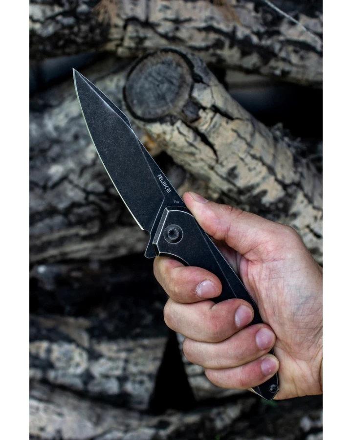Ніж складаний туристичний Ruike P128-SB, Sandvik 14C28N, сталь, чорний