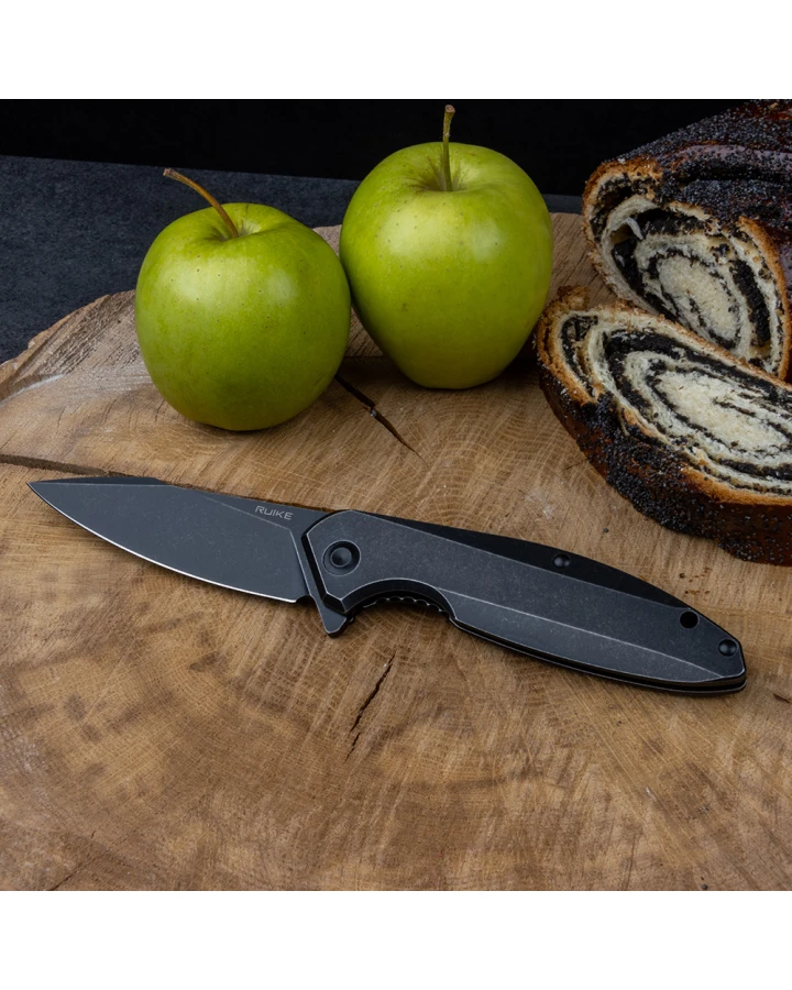 Ніж складаний туристичний Ruike P128-SB, Sandvik 14C28N, сталь, чорний