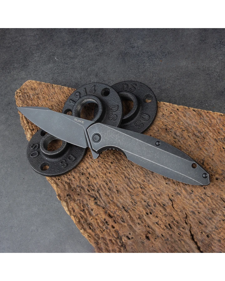 Ніж складаний туристичний Ruike P128-SB, Sandvik 14C28N, сталь, чорний